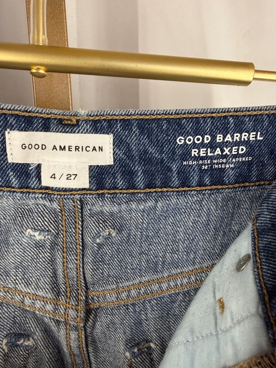 Good American Good Barrel Relaxed High Rise Wide Tapered Denim Jeans 4 27w/32L - Picture 14 of 17